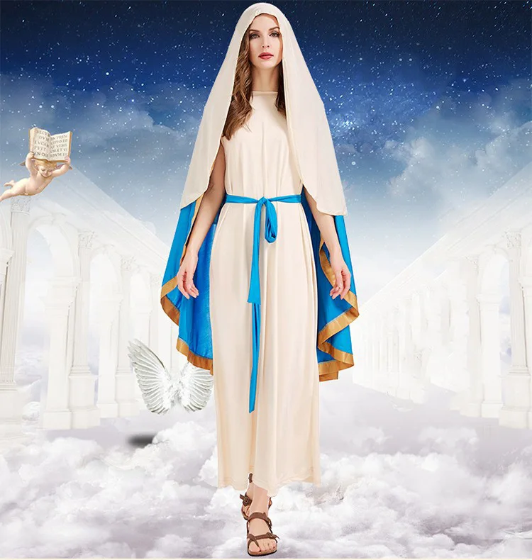 Israel Carnival Ancient Virgin Mary Costume Adult Role Play Halloween Performance Outfit