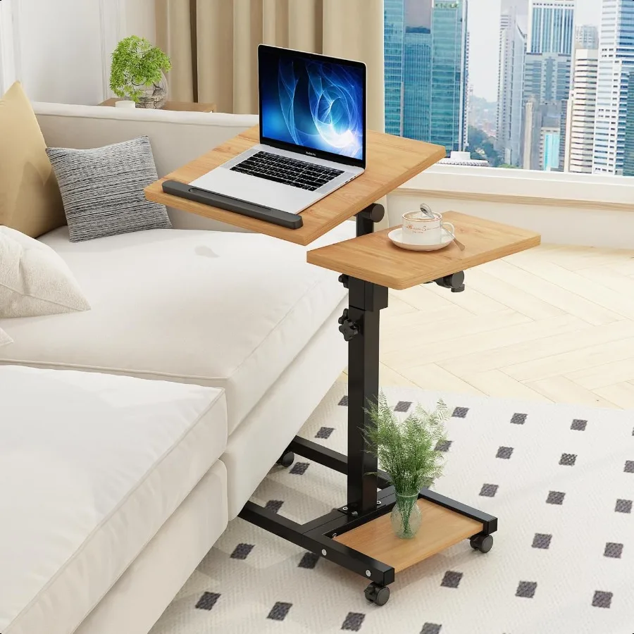 

Mobile Adjustable Height Laptop Stand PC Computer Portable Notebook Swivel Laptop Desk Rolling Table Desk Cart Tiltable with Wh
