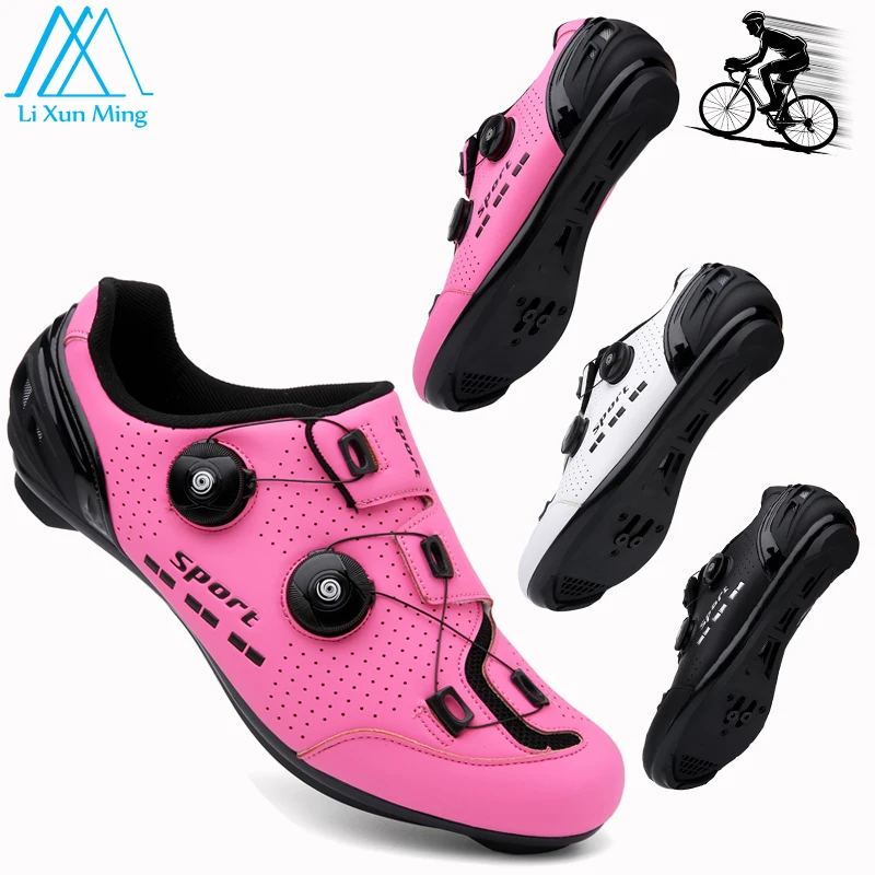 Road Bike Shoes Men Women Pink T16 Self-Locking Cleats Speed Cycling Sneakers Flat Trail Racing SPD Mountain Bicycle Shoes