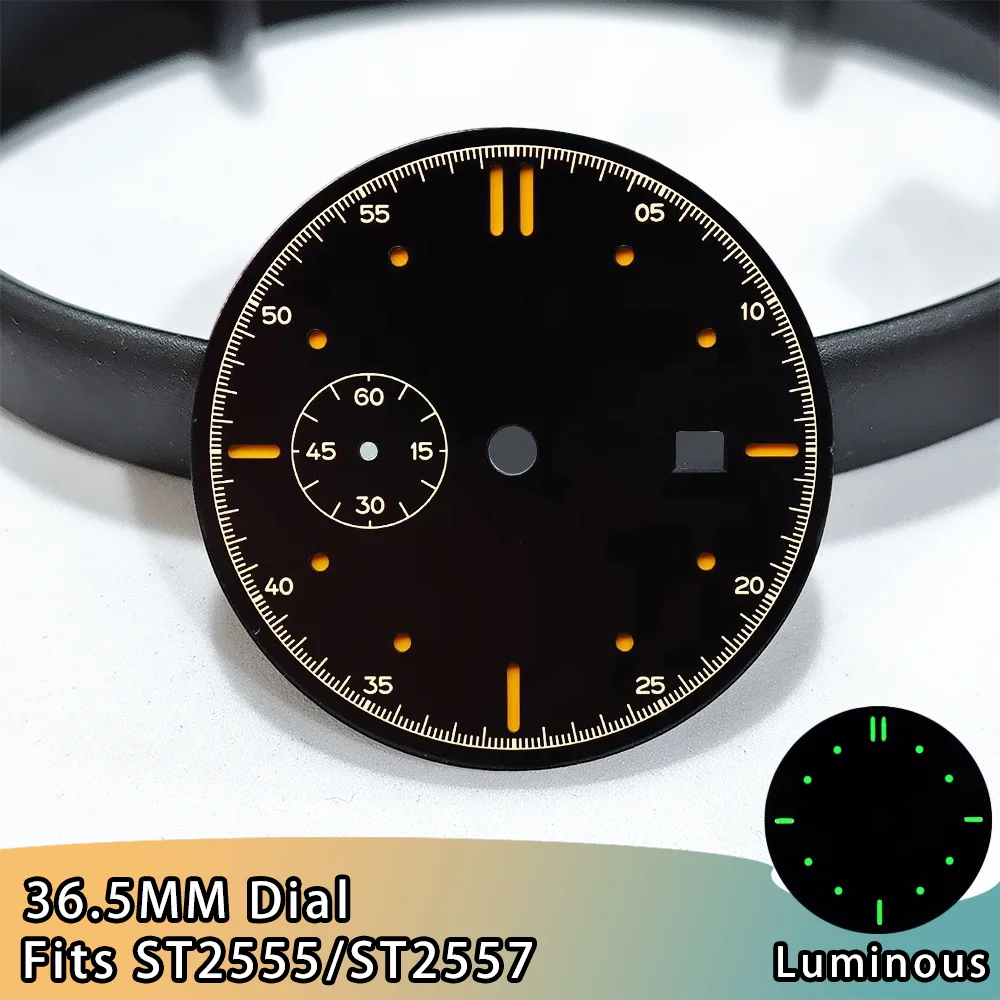 

ST2555 Dial 34/36.5mm Diameter Green Luminous Sterile Dial for Seagull GMT ST2557/ST2555 Movement Dialss ST2555 Watch Dial