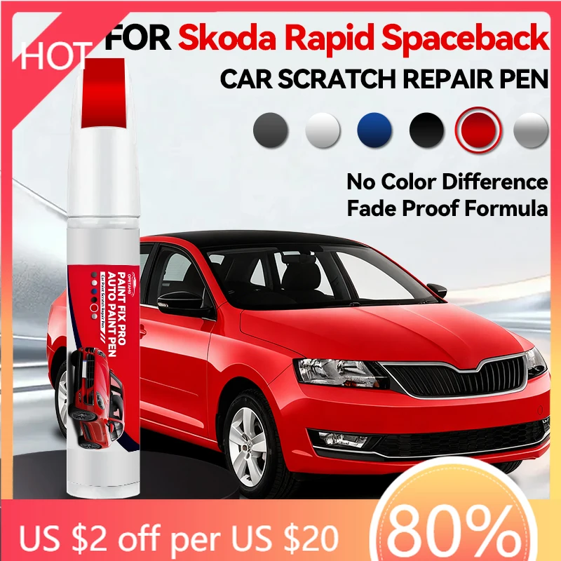 Accessoires de réparation de rayures de peinture pour véhicule, exclusifs pour Skoda Rapid Spaceback 1990-2026, blanc LY9L, noir LY9B, gris LX7G