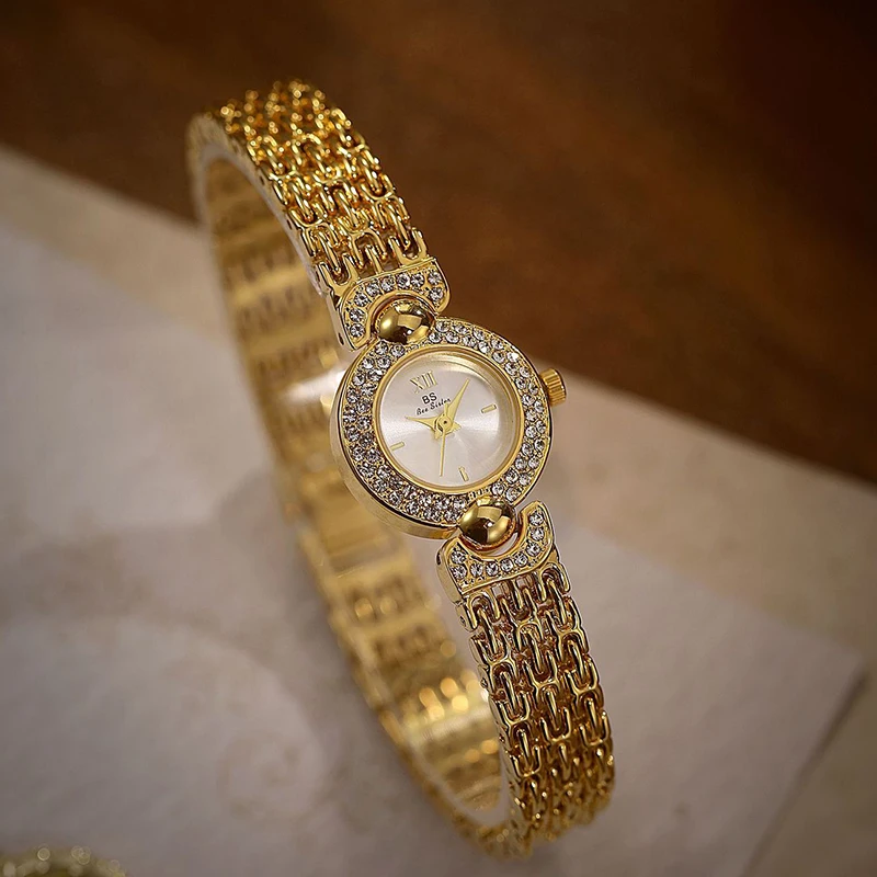 

Gold Women Wrist Watches 2025 Top Brand Luxury Full Steel Women Quartz Bracelet Watches For Ladies Gift Rhinestone Female Clock