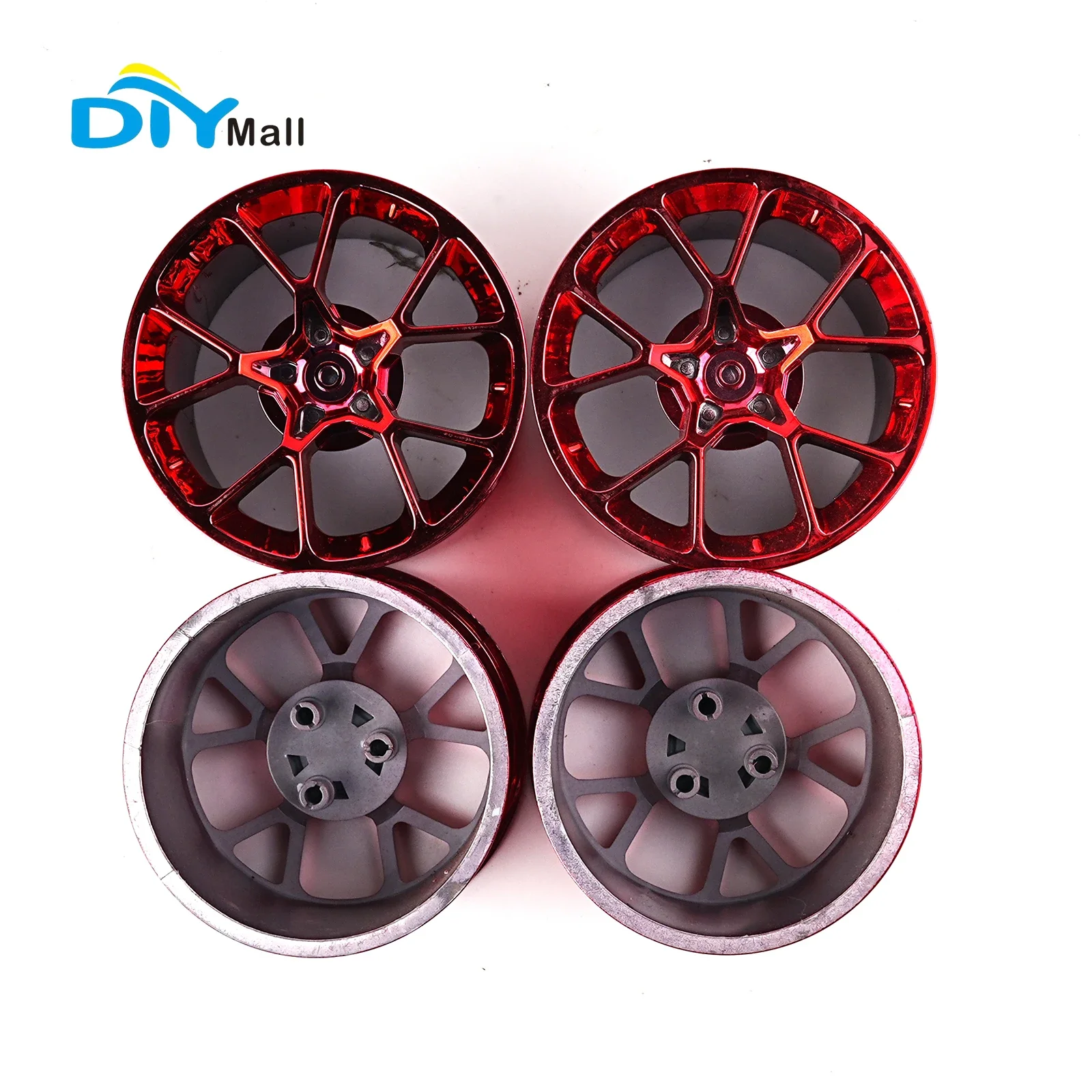 ดุมล้อชุบไฟฟ้าสีแดง 4 ชิ้นเข้ากันได้กับเลโก้ MOC 20086