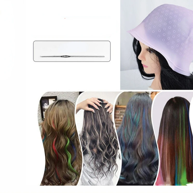 

Новая шапочка для окрашивания волос, многоразовый набор для салона, профессиональные инструменты для мелирования, окрашивание волос, матовая шапочка с металлическим крючком, синяя