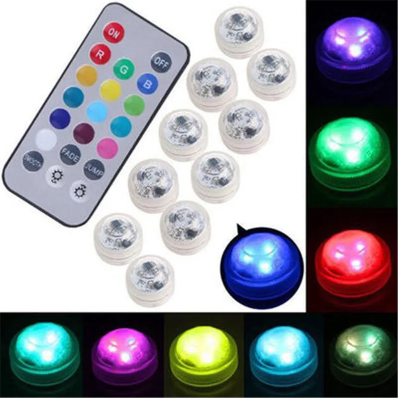 Submersible LED Lights Waterproof RGB Underwater Light For Wedding Tea Light Hot Tub Pond Pool Bathtub Aquarium Party Vase Decor