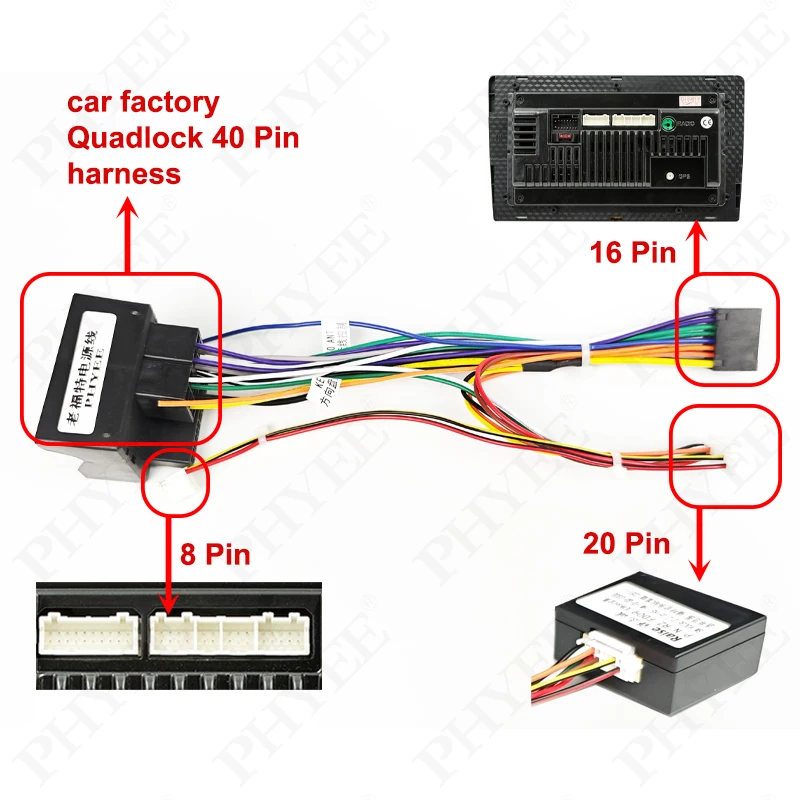 Arnés de cableado Quadlock, decodificador CAN Bus, retención SWC, adaptador P&P de 16 pines para radio Android, para Ford Focus 2 Mondeo Kuga