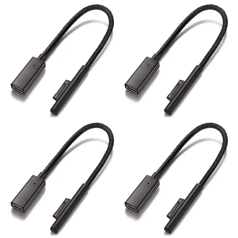 Cabo de carregamento USB-C com fio de nylon trançado 4X AYHF para Surface Pro7 Go2 Pro6 5/4/3 Surface Laptop Book
