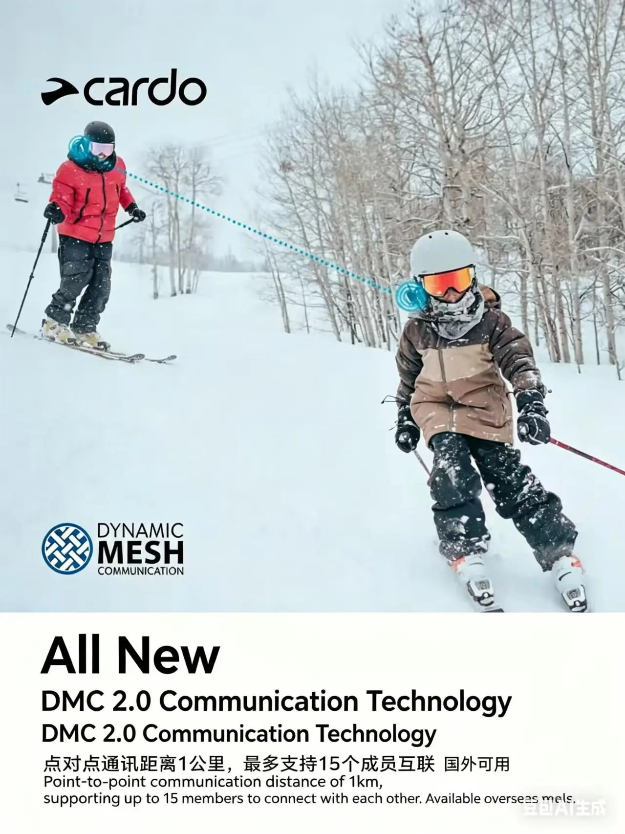 Cardo Ski Walkie-Talkie Bluetooth Headphones for Low Temperature Noise Reduction-DMC Outdoor Sports Communication-JBL Headphones