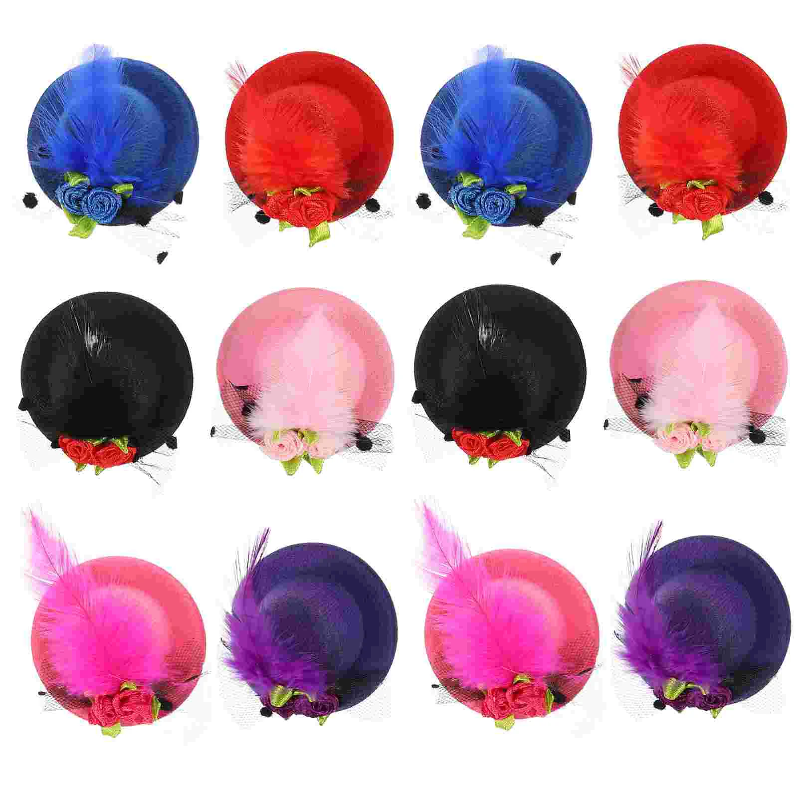 

12 Pcs Mini Party Hats Hair Clips for Girls Bows Dark Brown Bobby Pins Barrettes Hairpin Bride