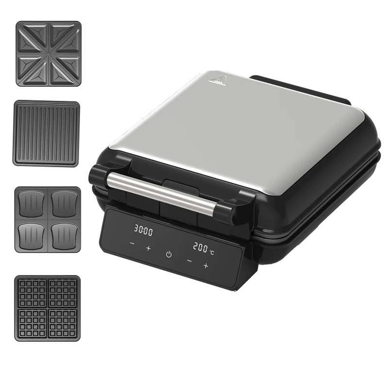 

Electric 4 Slice Belgian Waffle Maker Baking Pans Stainless Steel Body Detachable Removable Waffle Maker