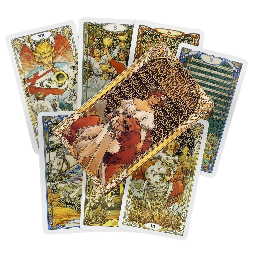 Golden Art Nouveau Tarot Cards Board Game English Divination ViceVersa Wizards Tarot  Holiday Family Gift Party Playing  Deck