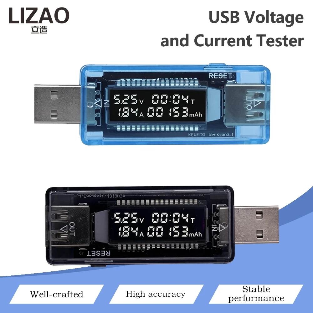 USB Voltage Current Tester DC 3‑30V 0‑5A Digital Power Capacity Meter mAh Time Detector USB Port Charging Parameter Monitor