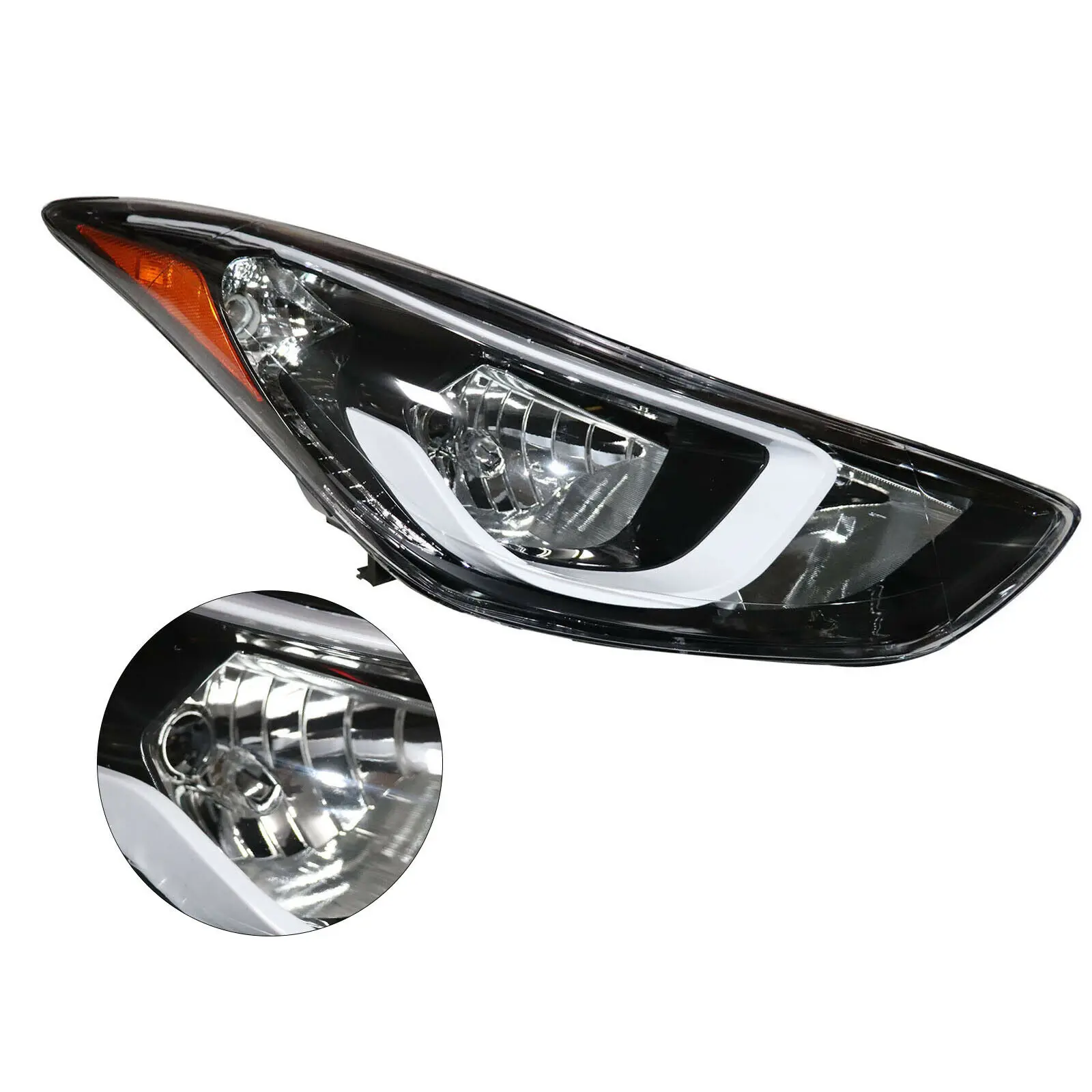 Passenger Side or Driver Side Halogen Headlight LH or RH Headlamp Fit For Hyundai Elantra 2014 2015 2016 Clear Lens