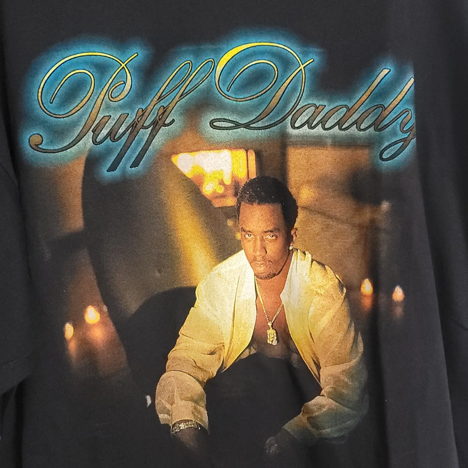 تي شيرت Vtg 90s Puff Daddy Diddy Can Nobody Hold Me Down Rap تي شيرت برسومات عتيقة للجنسين