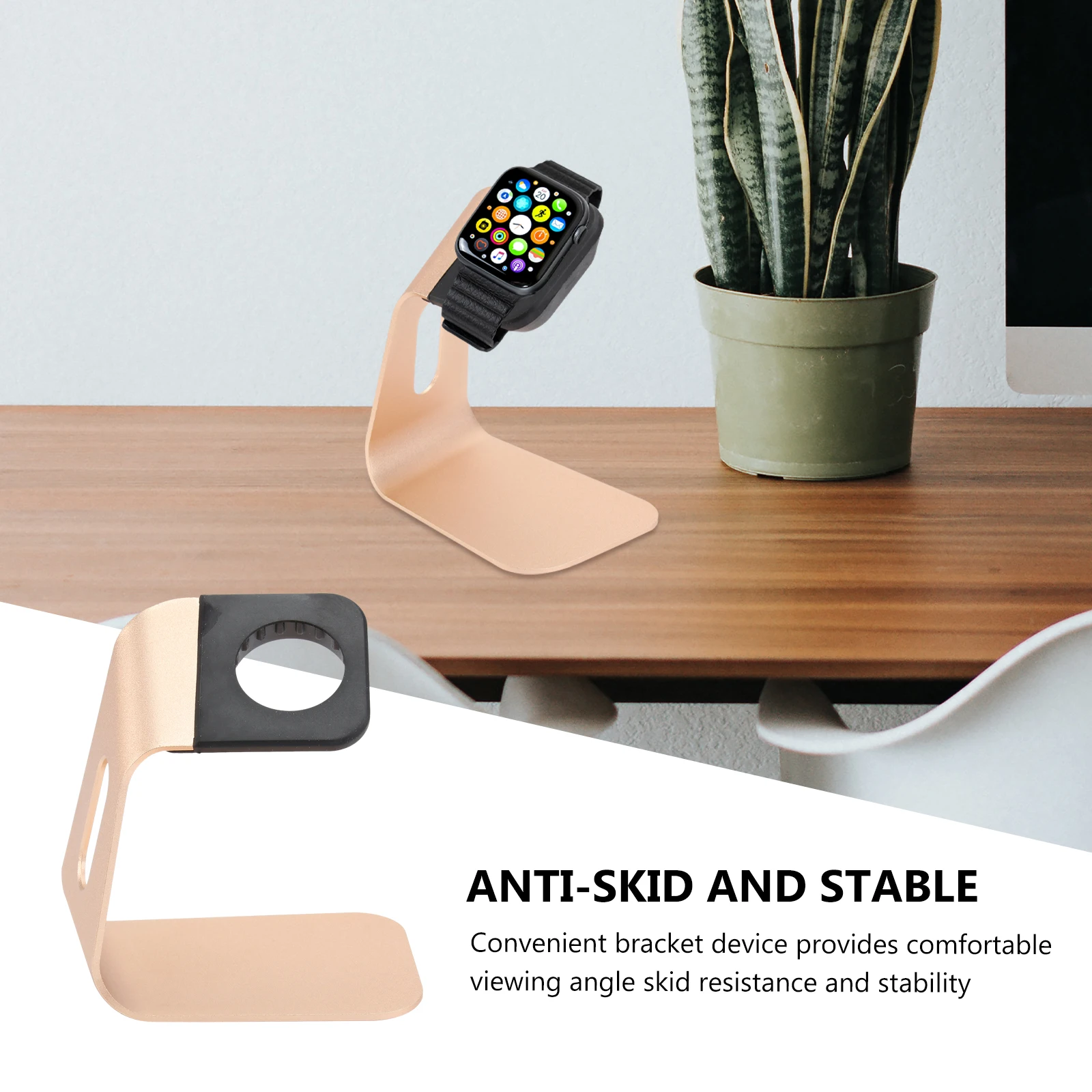 

Подставка для зарядки из алюминиевого сплава для часов, золотой противоскользящий держатель, удобный угол обзора, управление кабелем Smart