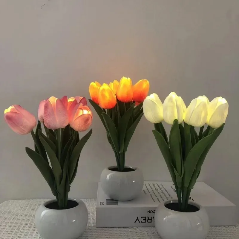 LED Tulpe kleine Nacht lampe Nachttisch lampe ins Schlafzimmer Dekoration Atmosphäre Lampe Geschenk für Kind Freundin