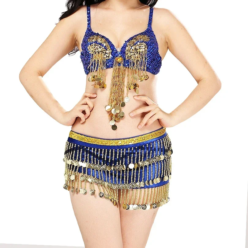

Women Sexy Belly Dance Bra Belt Carnival Professional Performance Outfit Suit 2pcs Belly Dance Costume
