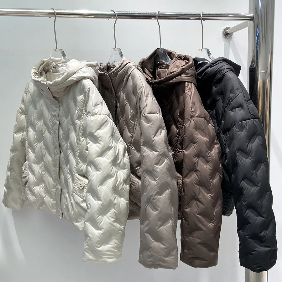 2025秋冬新作 レディース ダウンジャケット 通勤用 パーカー ショート丈 90% ホワイトダックダウン