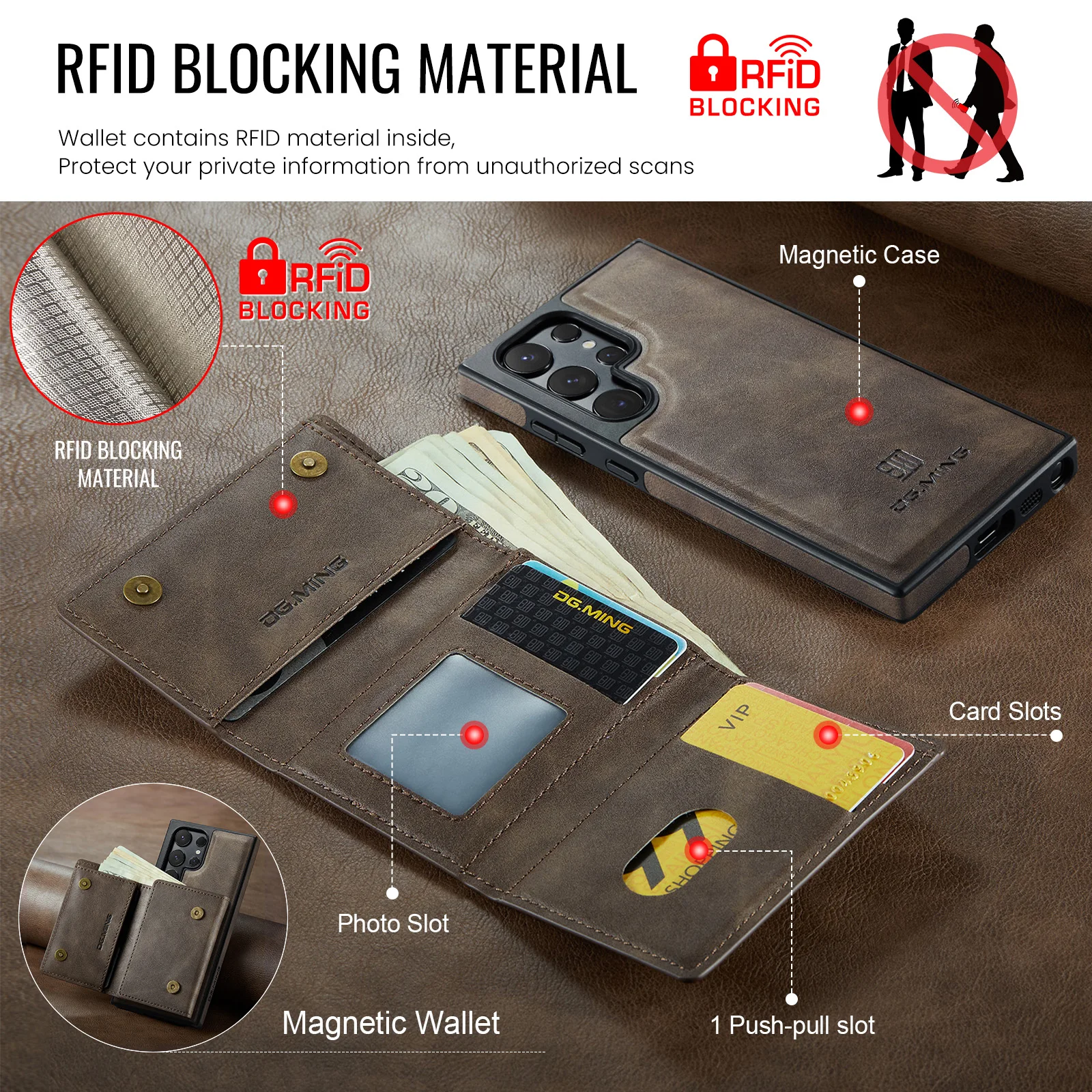 Multifunction 2 in 1 Magnetic Removable Leather Card Wallet Cover For Samsung Galaxy S22 S23 S24 S25 S25FE S26 Ultra Plus Case