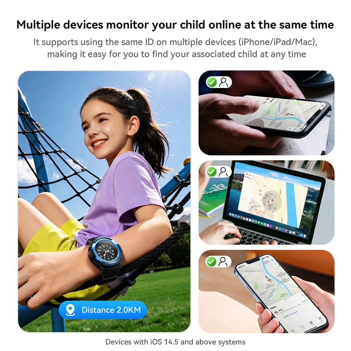 HOCO E112 Anti-Lost Device For Childrens Wearing Watch Waterproof Find My Network Kids Tracker Watches Finder Locator For iOS