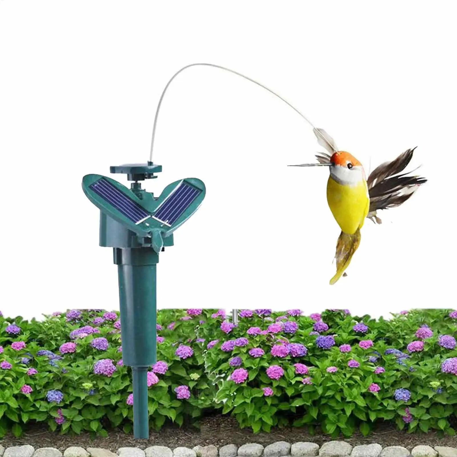1pcs Solar Powered Dancing Fluttering Butterflies Rotating Bird Repeller Auto Flying Hummingbird Outdoor Home Decoration