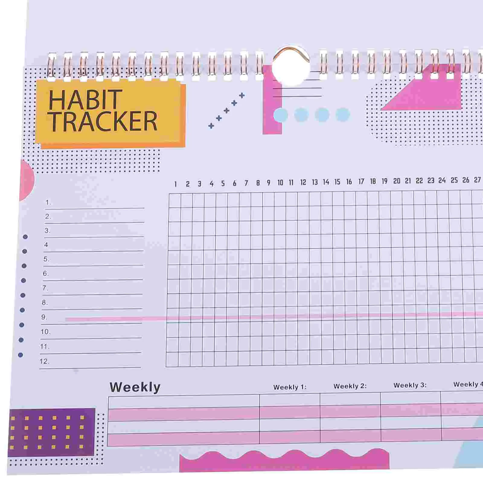 Calendars English Habit Tracker Record Planner Notepad Large Tracking Device Weekly Undated Workout Journal Monthly Fitness