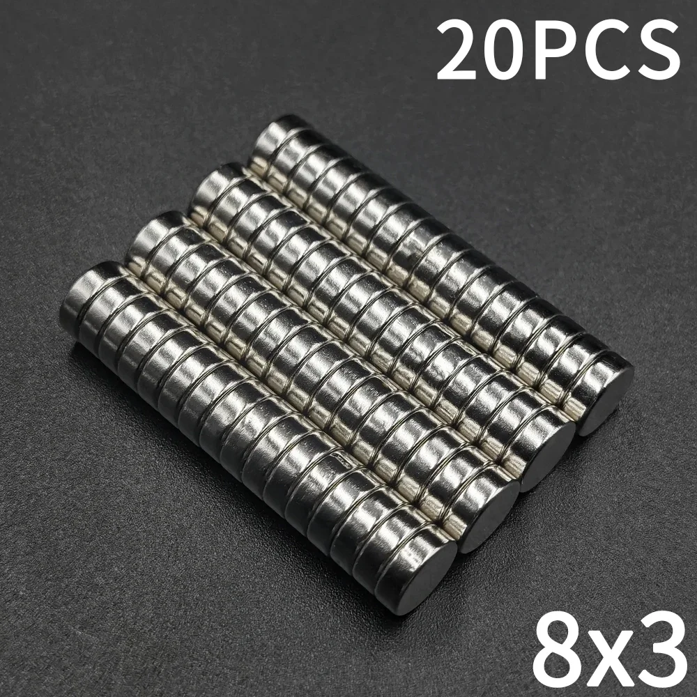 20/40/60 stuks 8x3 magneet 8mm X 3mm rond super krachtig sterk permanent magnetisch 8*3 voor koelkast, doe-het-zelf, gebouw, wetenschappelijk