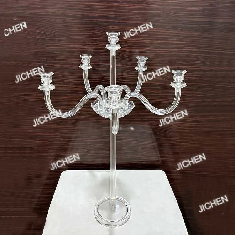 

Акриловый шестиголовый подсвечник для свадебного зала, настольная композиция, декоративное украшение, европейская ретро-свеча, подставка для цветов
