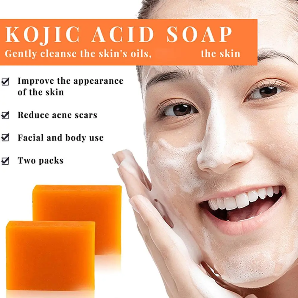 Sabonete de ácido Kojic para rosto, Loção Facial Corporal Original, Acne Dark Aging, Spot Whitening, Anti Creme, H7V9, 65g x 2Pcs