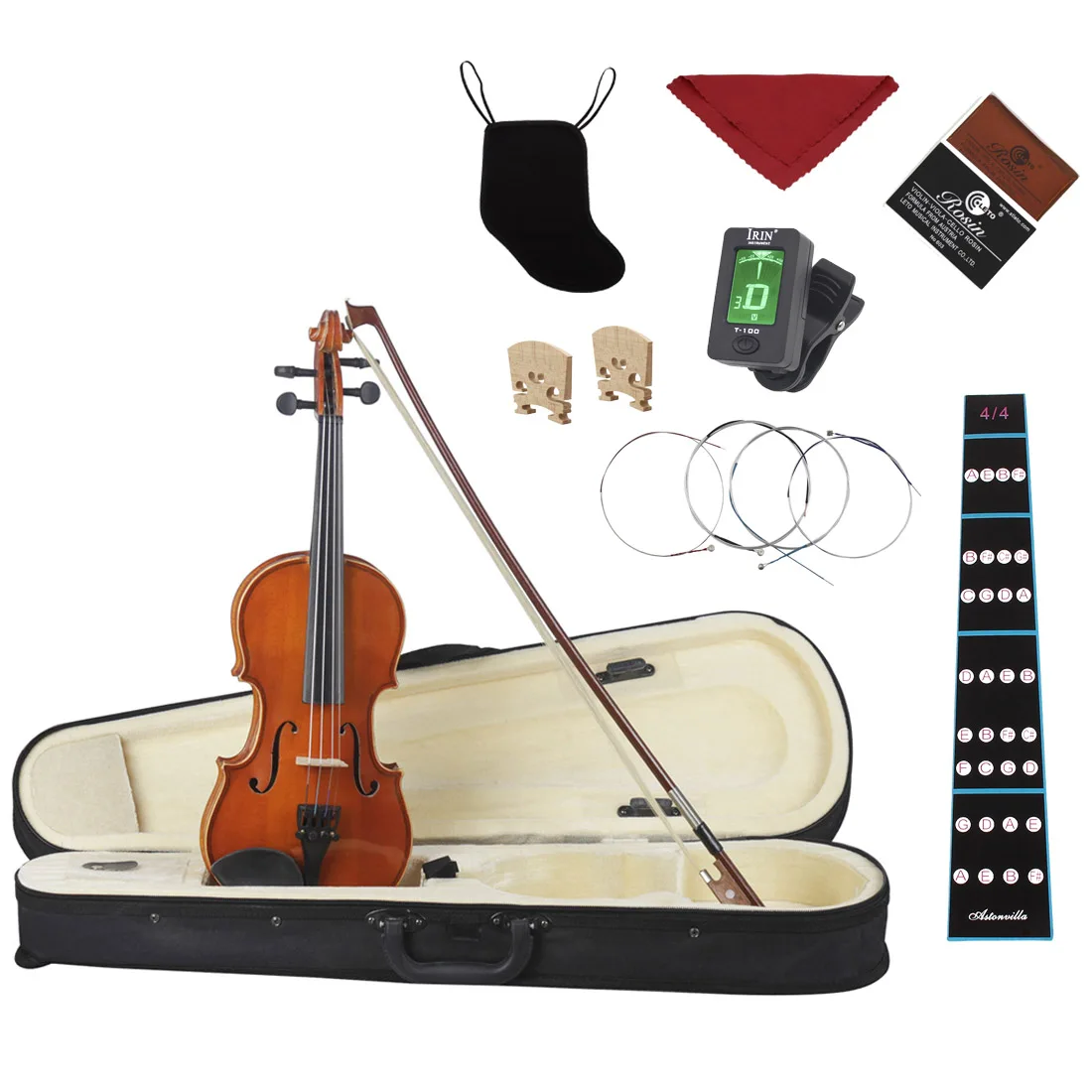 

4/4 3/4 1/2 1/4 1/8 Violin Spruce Panel Maple Beginner Violin with Full Set Accessories Manual Polishing String Instrument