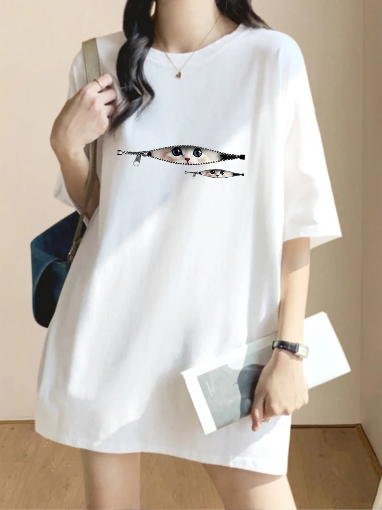 

Plus Size Women's Geometric Printed Short Sleeve T-shirts Loose Summer Tops Breathable Round Neck Casual Shirt for Casual Tee