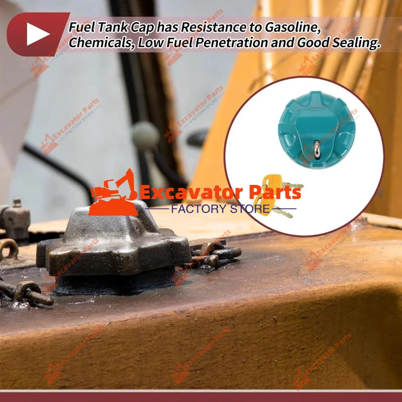 غطاء غاز قفل حفارة HEROFFIX لغطاء خزان الوقود KOBELCO مع مفتاحين فضي اللون أحمر أصفر أزرق #3