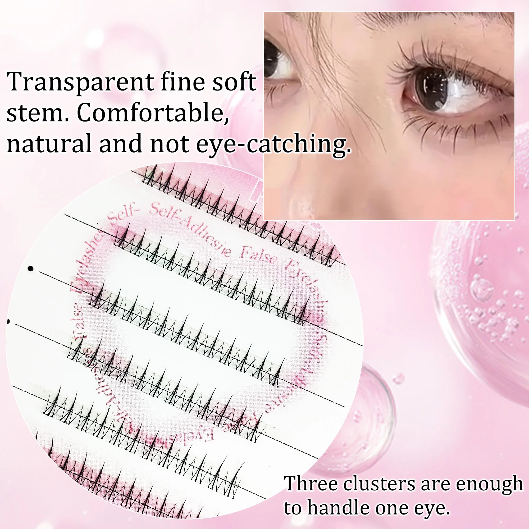 36 grappoli di ciglia inferiori ciglia finte nere a piccola fiamma senza colla stelo trasparente ultrasottile ultraleggero naturale