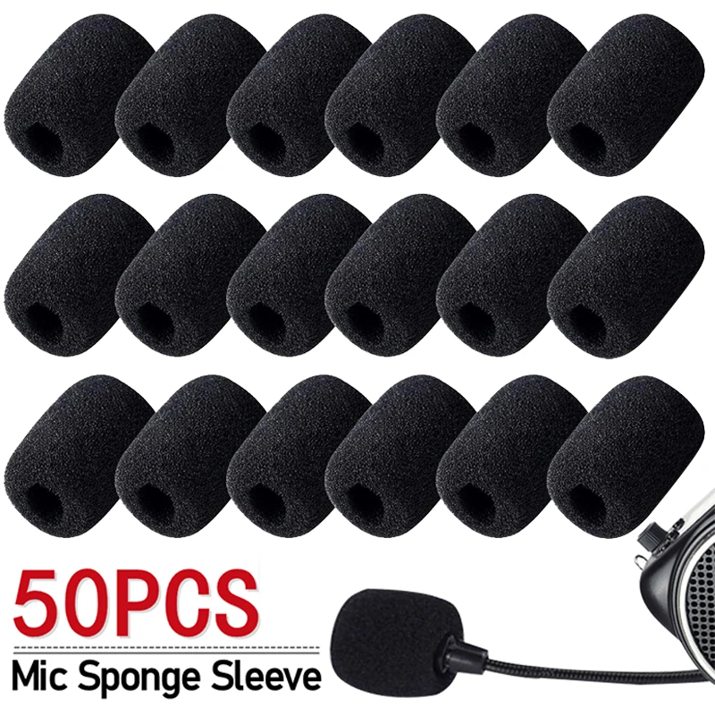 10-50PCS Mini Microphone Windscreen Replacement Sponge Cover Headset Mic Foam Cover Protective Cap for Head Collar Meeting Mic