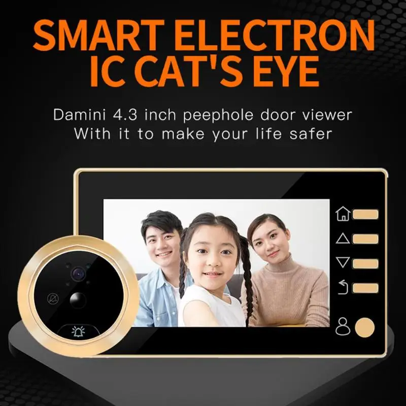 Imagem -06 - Cat Eye Door Viewer Video Peephole Câmera Detecção de Movimento Digital Ring Doorbell Video-eye Security Gravação de Voz 43 Monitor