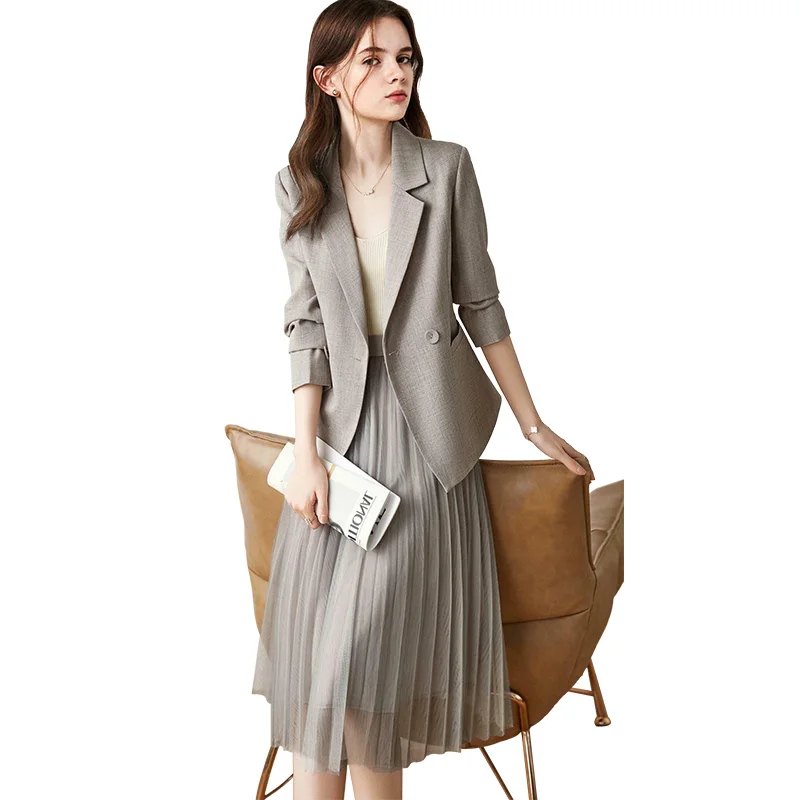 Faionable Casual Me Suit Set Spring 2023 New Women's  Jaet And f Skirt Two-Piece Set Ele Quali