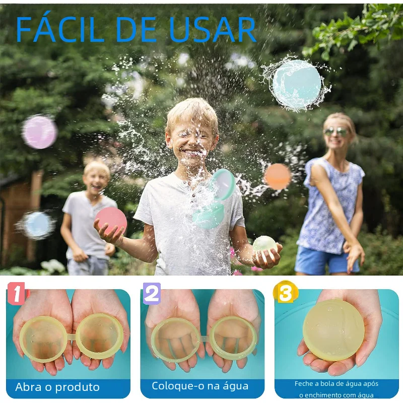 Reusable Water Bomb Splash Balls for Kids, Refillable Water Balloon, Quick Fill, Swimming Pool