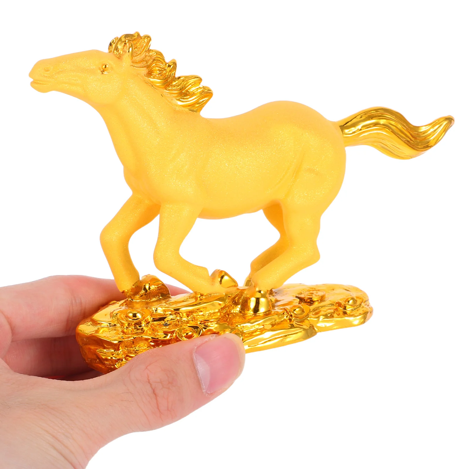

Resin Horse Statue Golden Elegant Sculpture for Living Room Office Bedroom Desk Decor Ideal Present for Horse Lovers Collectors