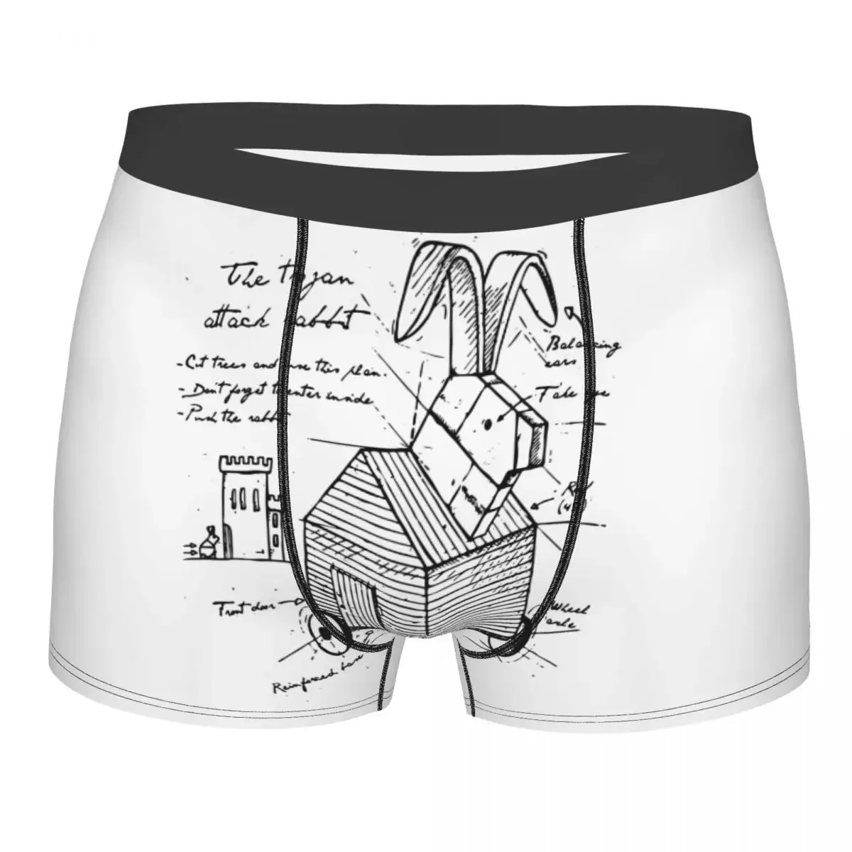 Funny Boxer Shorts Panties Men Trojan Rabbit Killer  Underwear Monty Python and the Holy Grail Black Knight Underpants