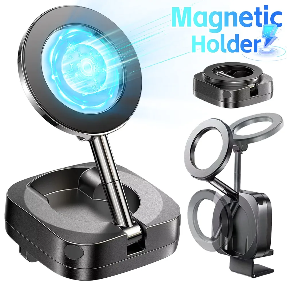 

360° Rotation Strong Magnetic Mobile Phone Holder for MagSafe Car Mount Airplane Foldable Phone Holder Travel Essentials Stand