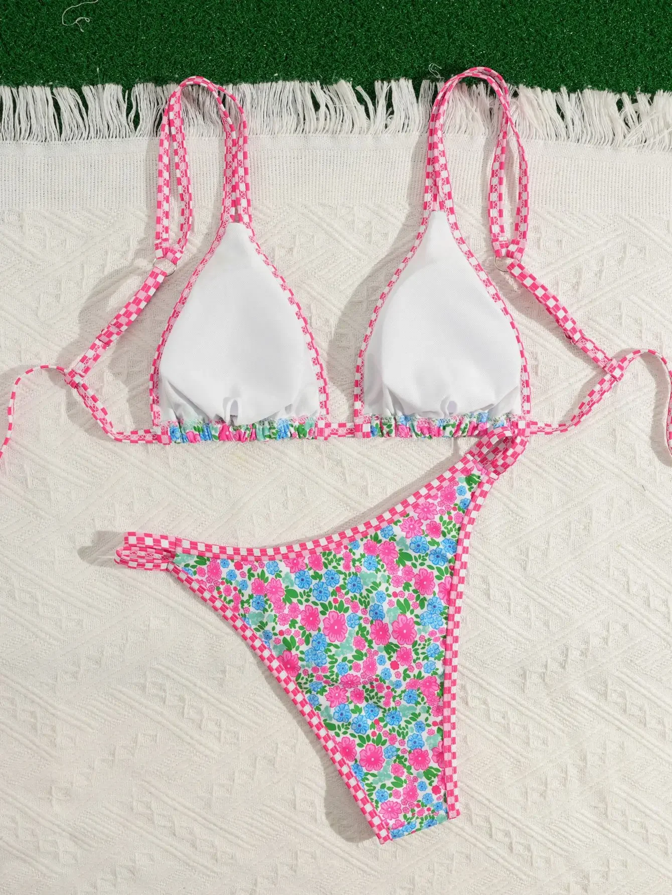 2026 Printed Thong Bikinis Padded Trikini Swimsuit Women Sexy Strappy Swimwear Female Bathers Bathing Swimming Swim Suit