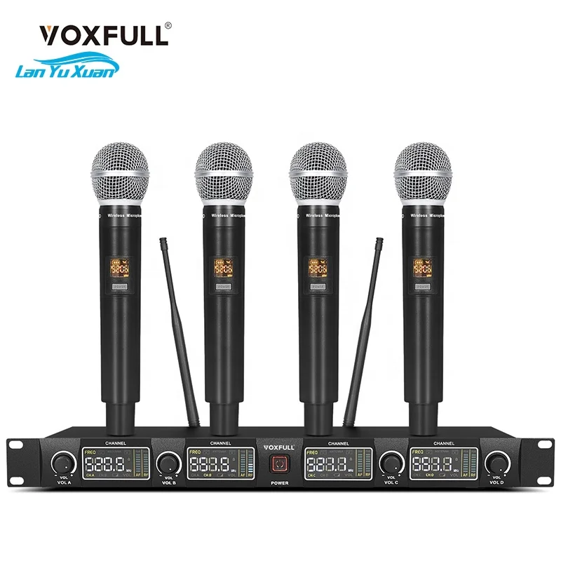 

4 channel wireless karaoke Microphone Professional with handheld lavaliar headset and conference For party speech KTV church