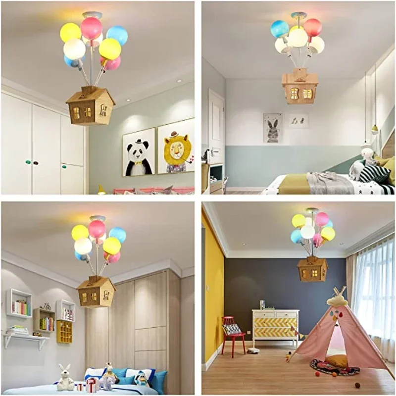 Modern Balloon LED Pendant Lights para crianças, decoração de quarto infantil, quarto de menino e menina, candelabro de vidro colorido