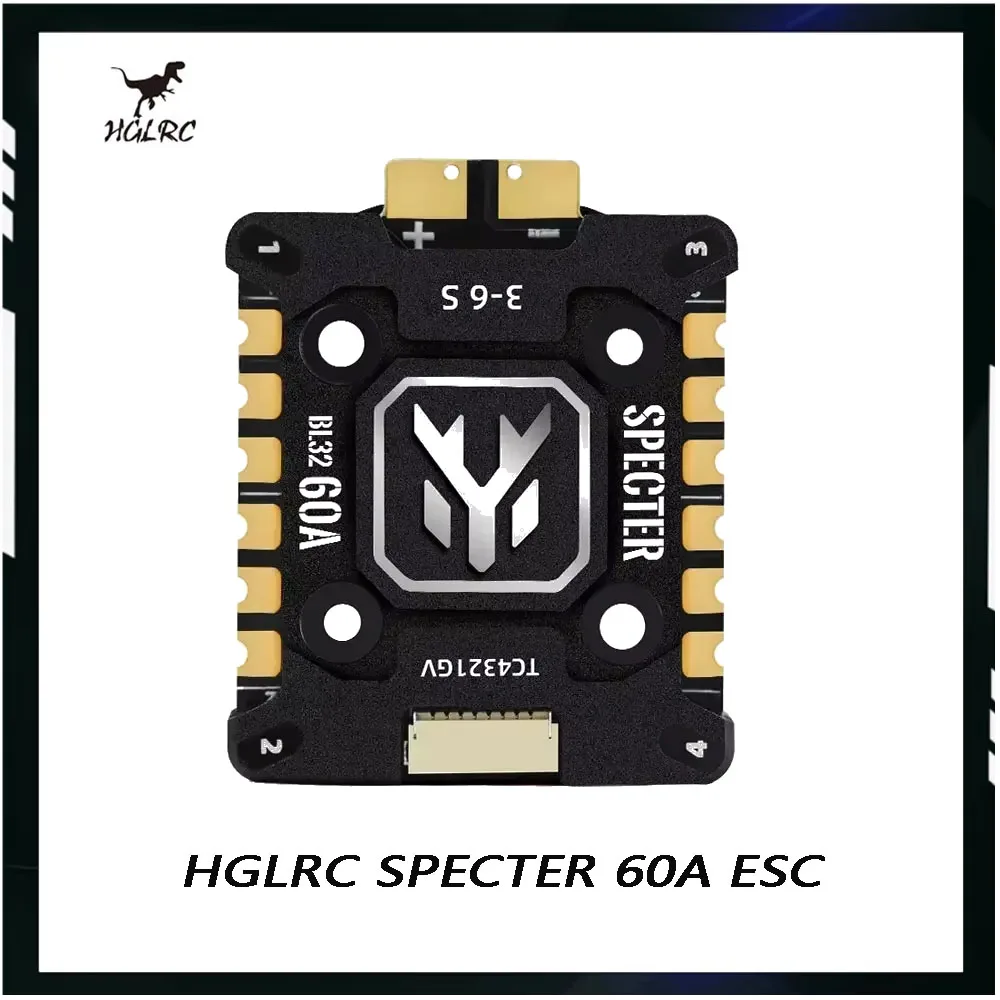 

HGLRC SPECTER 60A 4in1 ESC BLHeli_32 DSHOT 600 3-6S 20x20mm CNC Heatsink for FPV Racing Drone Quadcopter