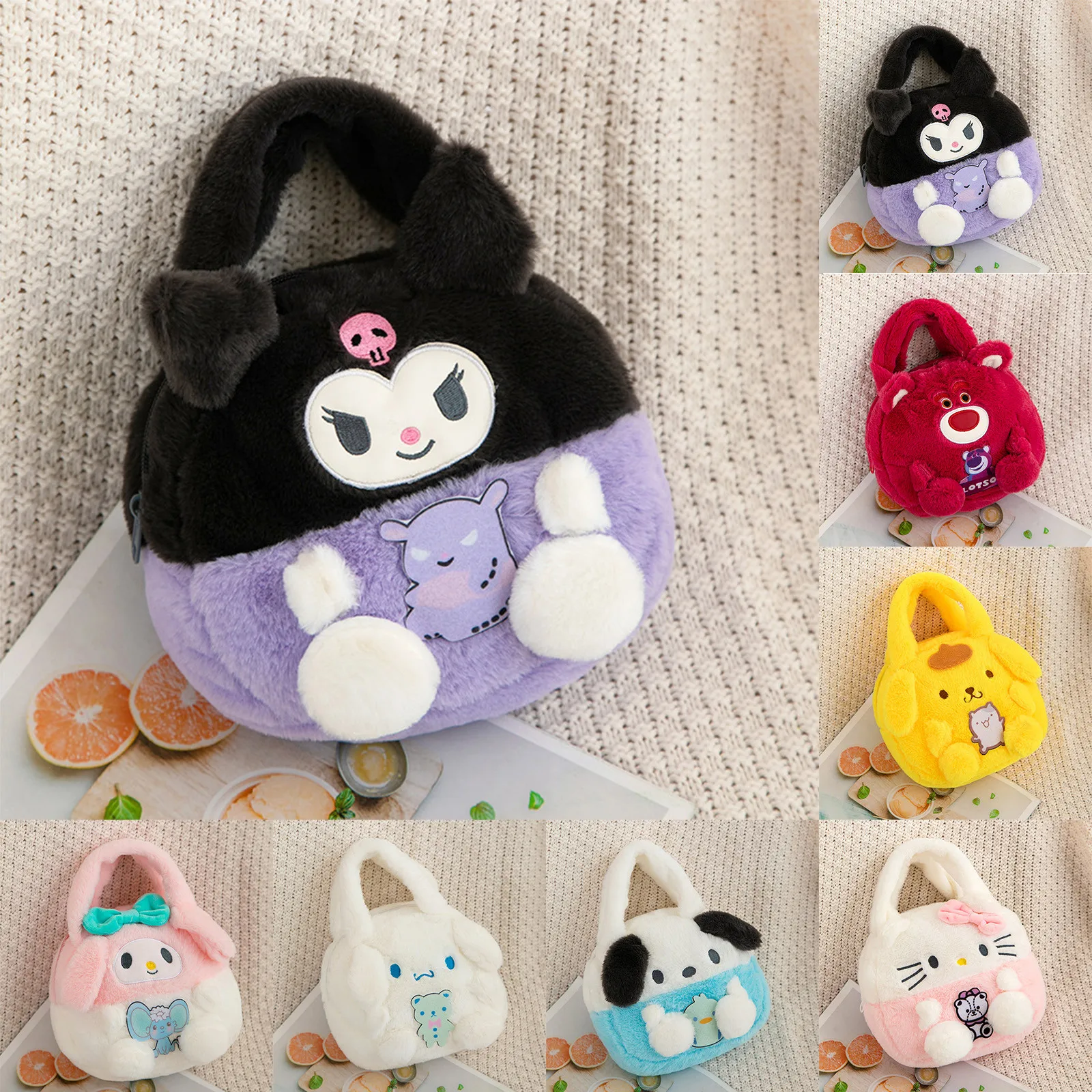 

Kawaii Sanrio плюшевая Cinnamoroll Melody Kuromi женская сумка-тоут сумки на плечо модные женские сумки-мессенджеры кошельки рождественские подарки