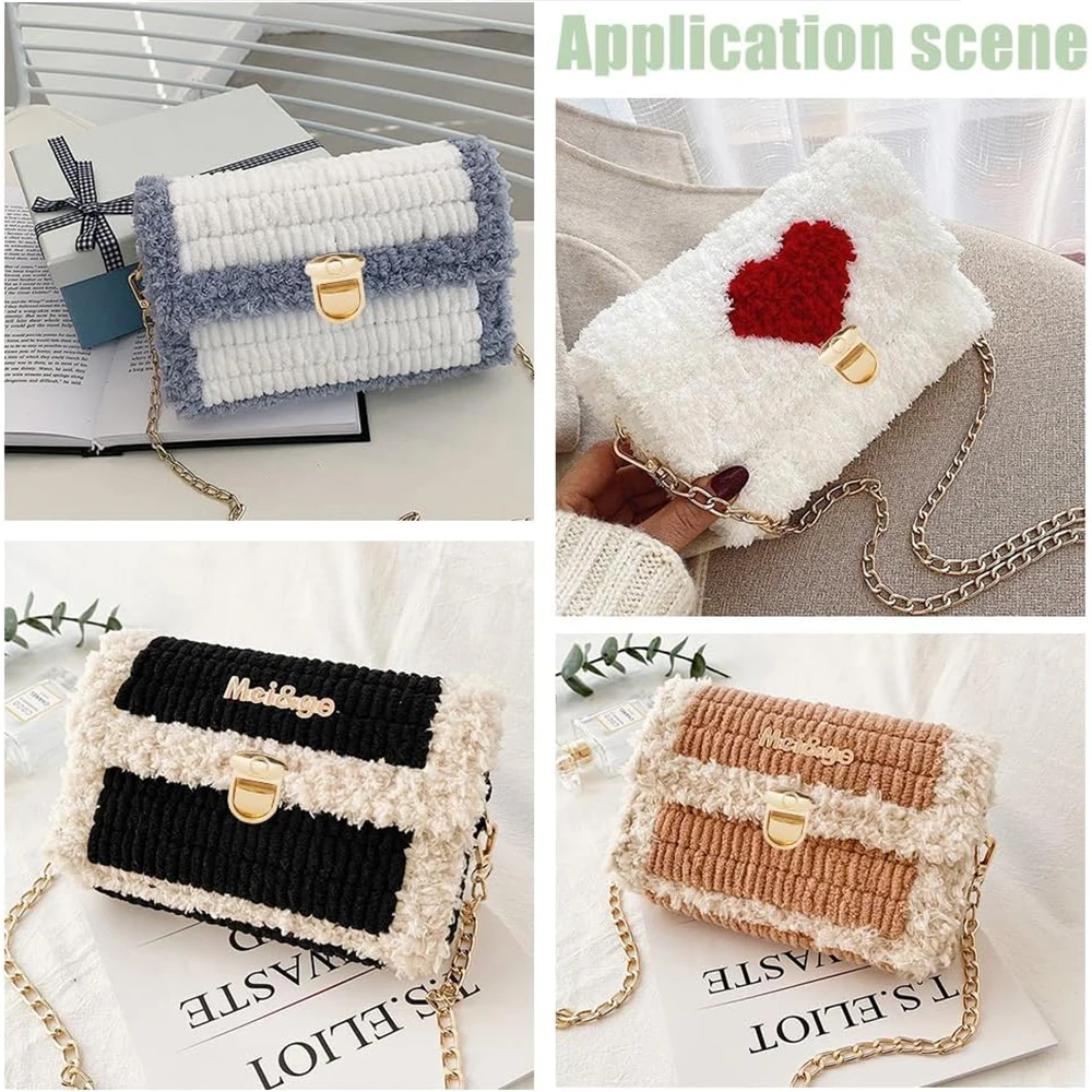 1Set Plastic Mesh Cloth DIY Handcraft Bags Weaving Material Sheet Bag Grid Hook Metal Chain Buckle Knitting Crochet Accessories