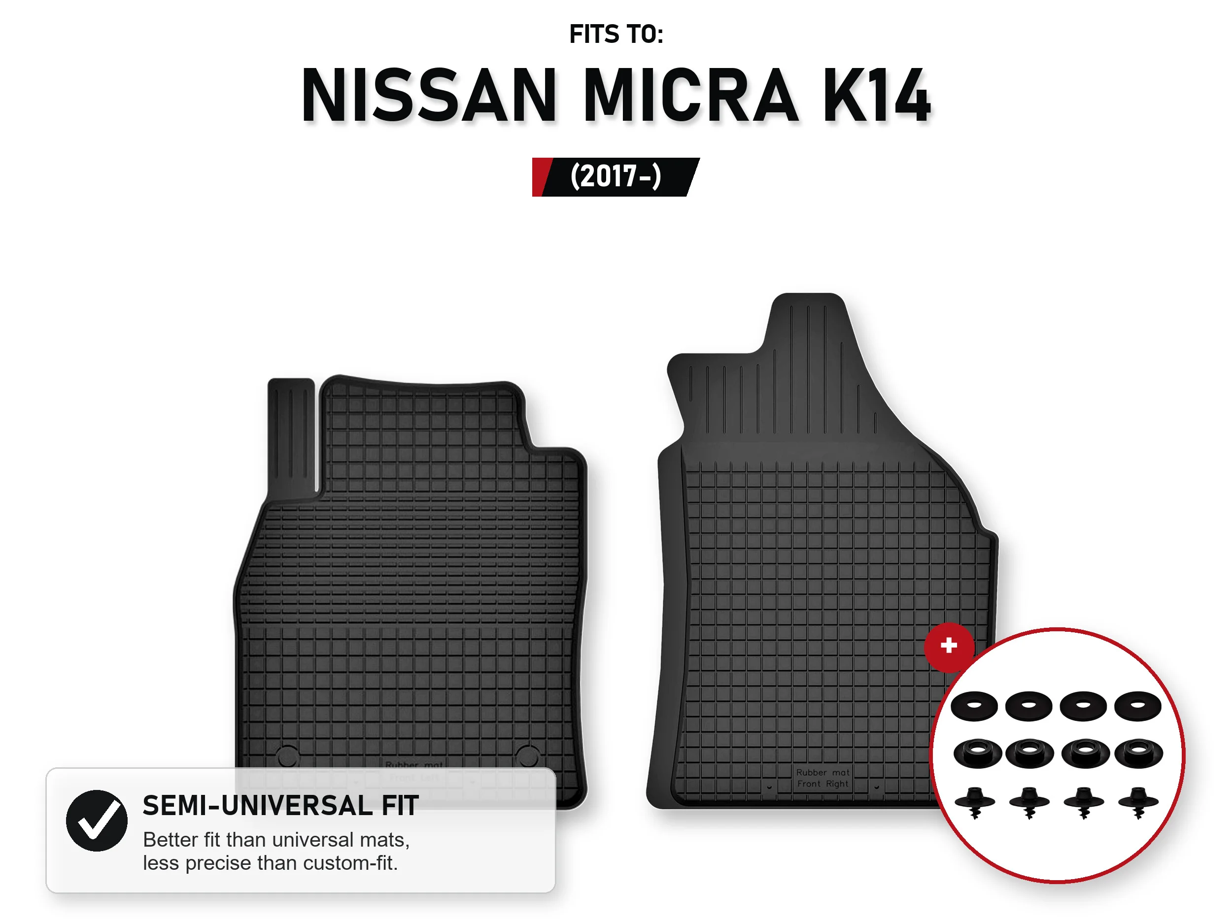 Voorste tapijten voor: Nissan Micra K14 2017- Hatchback met stoppers