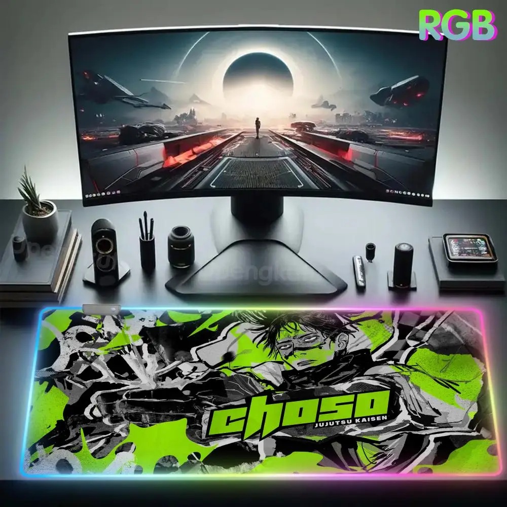 Choso Mouse INS trend Pad RGB Rubber Mouse Laptop Cushion Pad LED Desktop Setup Lamp Mouse Gamer Anime Desk Mat