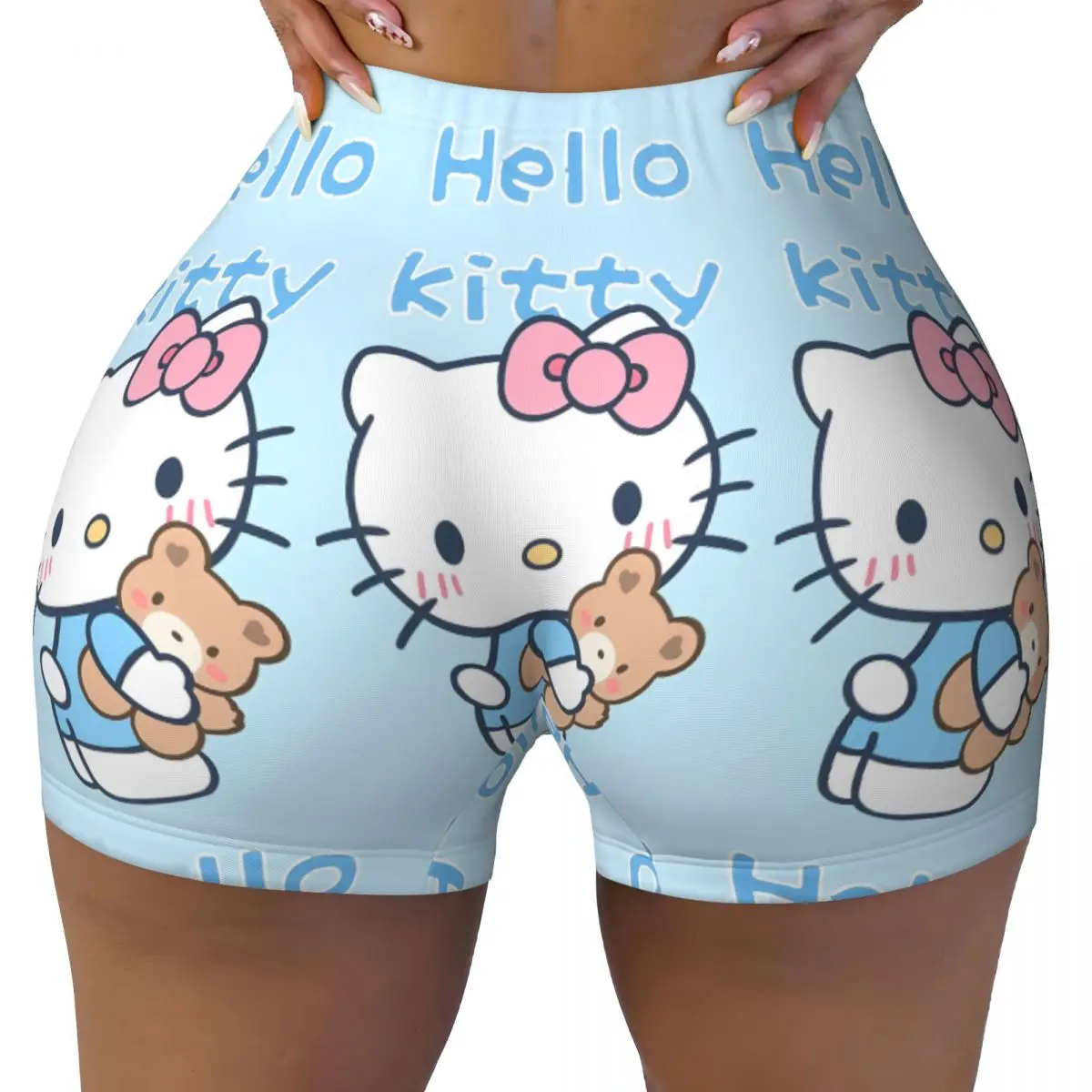 Hello Kitty Best Friend High Waist Yoga Shorts Woman Sports Fitness Workout Gym Leggings