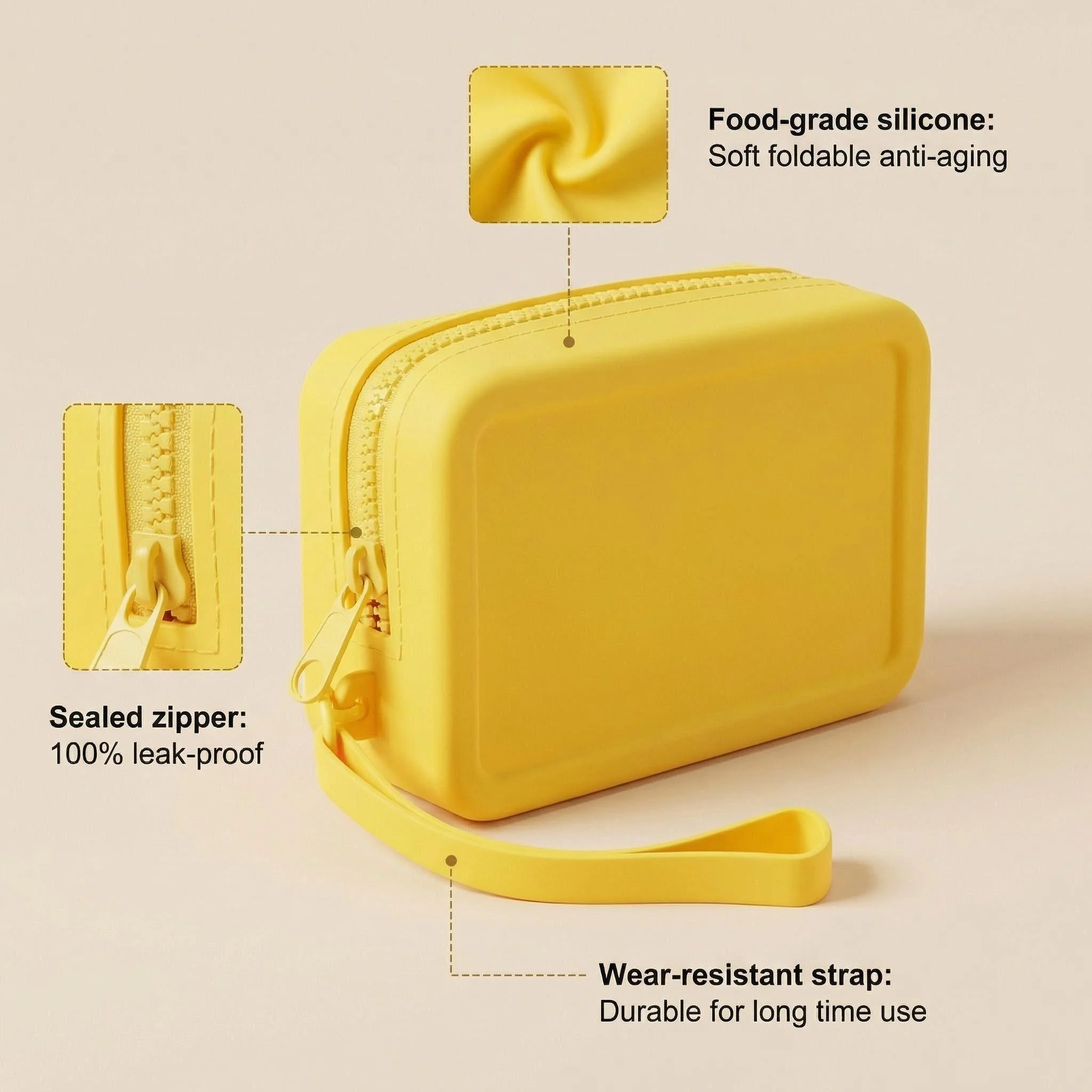 Wear-Resistant Silicone Travel Cosmetic Bag Suitable for Makeup, Toiletries, Reusable for Makeup Pouch with Easy Cleaning